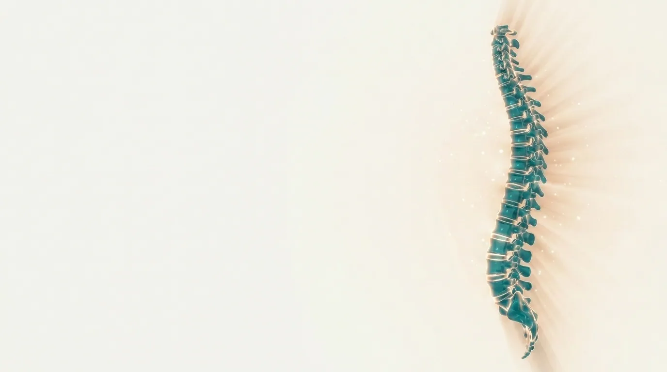 Ilustración de una columna vertebral en tonos teal